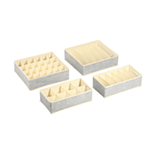 Set de 4 rangements de tiroir à compartiments microaéré gris - MSV