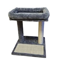 Arbre à chat 1 niveau griffoir plateforme 40 x 40 x 46 cm peluche grise - ZAMIBO