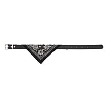 Collier bandana cuir synthétique 42 x 2 cm noir - ZAMIBO