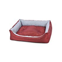 Panier polyester coussin amovible 60 x 70 cm tissu oxford bordeaux gris - ZAMIBO