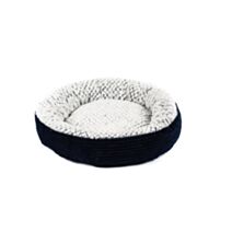 Coussin rond velours côtélé tour bleu-intérieur bouclé gris 40 x 12 cm - ZAMIBO