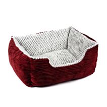 Panier velours côtelé contour rouge intérieur bouclé gris 50 x 40 x 26 cm - ZAMIBO
