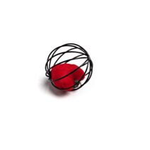 Boule cage noir avec cœur rouge fourrure 6 cm - ZAMIBO