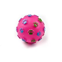 Balle avec dessins de pattes en relief Ø7 cm vinyle rose - ZAMIBO