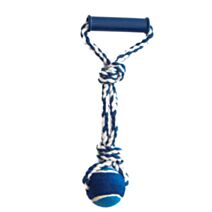 Corde 33 cm avec poignée balle tennis 6 cm bleu - ZAMIBO