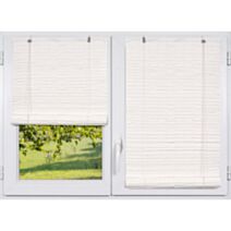 Store enrouleur PE effet rotin 90 x 180 cm blanc - LUANCE
