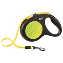 Laisse à enrouleur Flexi néon - sangle - longueur 5m - pour chien jusqu'à 25 kg - ZOLUX