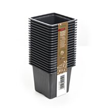20 pots en plastique 7 cm carré noir en filet - ROMBERG