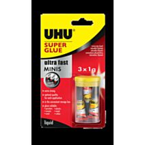 Colle super glue liquide ultra rapide 3x1g - UHU