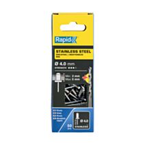 50 rivets inox Ø4 x 8mm + foret - RAPID