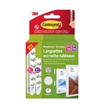 Languettes tableau 8MM + 16GM blanches - 3M COMMAND