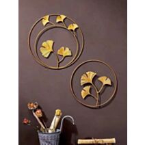 Décoration murale Gincko encerclé D28 cm métal doré 2 designs au choix