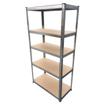 Etagère 5 tablettes 40 x 90 x 180 cm bois brut/métal
