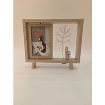 Cadre photo avec décoration 45 x 25 cm bois marron 2 assortiments