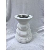 Porte-bougie à vagues Ø6 x H19 cm céramique blanc