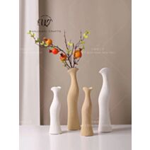 Vase forme allongée 9 x 35 cm céramique marron clair