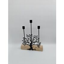 Porte-bougie Maison Familiale 24 x 5,5 x 32 cm bois/acier