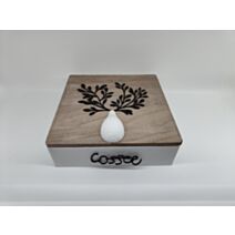 Boîte à café Maison Familiale 23,5 x 23,5 x 9 cm bois