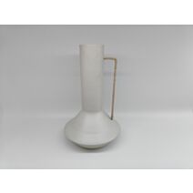 Vase haut en acier anse naturelle Ø15,5 x H25 cm blanc mat