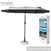 Parasol double 3m x 1,5m x 2,17 m gris anthracite