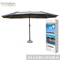 Parasol double 4,46m x 2,64m x h2,44 m gris anthracite