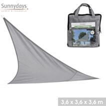 Voile d'ombrage 3,6 x 3,6 x 3,6 m polyester gris clair