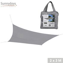 Voile d'ombrage 3 x 2 m polyester gris clair