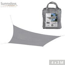 Voile d'ombrage 4 x 3m en polyester gris clair