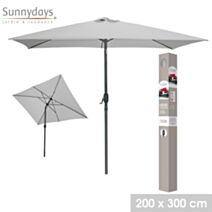 Parasol inclinable 2 x 3 m alu baleine acier gris clair