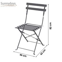 Chaise pliable Mistral métal 42 x 46 x h82 cm gris anthracite
