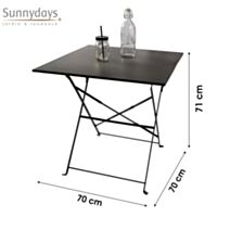 Table pliable Mistral en métal gris anthracite 70 x 70 x h71 cm