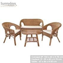 Salon de jardin Sienna 78 x 59 x 60 cm/78 x 104 x 60 cm/50 x 67 x 46 cm