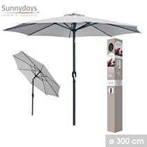 Parasol inclinable Ø3m alu/baleine acier gris clair