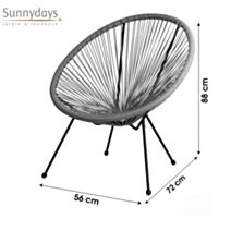 Fauteuil Cabana en résine 4 pieds Ø72 cm h83 cm gris foncé