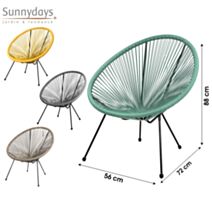 Fauteuil Cabana en résine 4 pieds Ø72 cm h83 cm 4 couleurs assorties