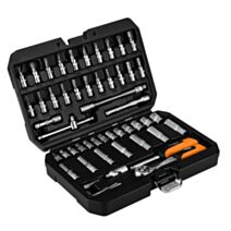 Clé et douille 55 pièces finition satinée carré 1/4 pouce noir/orange