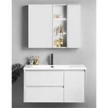 Meuble de salle de bain portes et tiroirs 80cm blanc - MEILLEUR