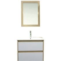 Meuble salle de bain Tina avec miroir, 60 cm en bois et blanc - AHOME