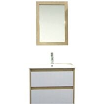 Meuble salle de bain Tina avec miroir, 60 cm en bois et blanc - AHOME