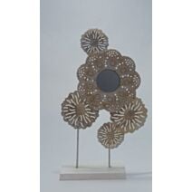 Déco à poser métal / bois 8 x 18 x H43 cm avec miroir Ø6 cm