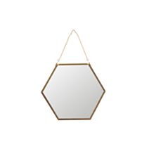 Miroir à suspendre octogonal en métal Ø30 cm doré