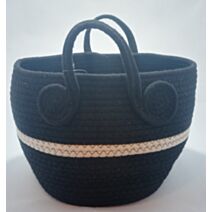 Corbeille à anse tissée en coton Ø27 x 23 cm