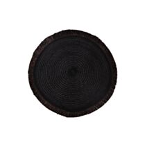 Set de table Ø38 cm tissé noir + tour franges bronze
