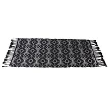 Tapis déco polycoton 60 x 130 cm imprimé blanc à franges