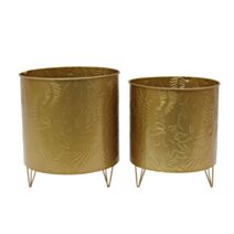 Lot de 2 cache-pots métal sur pieds doré