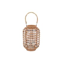 Lanterne déco en rattan tressé synthétique Ø20 x H30 cm naturel