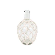 Bouteille déco en verre tressé/cordage serré Ø16 x H26 cm