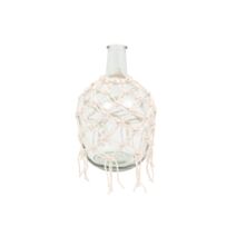 Bouteille déco en verre tressé/cordage laché Ø18 x H30 cm