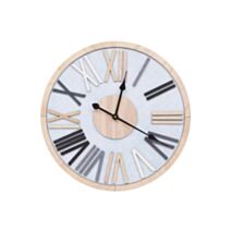 Horloge déco métal/bois MDF Ø60 cm bleu/blanc