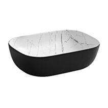 Vasque marbre 45,5x32,5x13,5cm blanc/noir